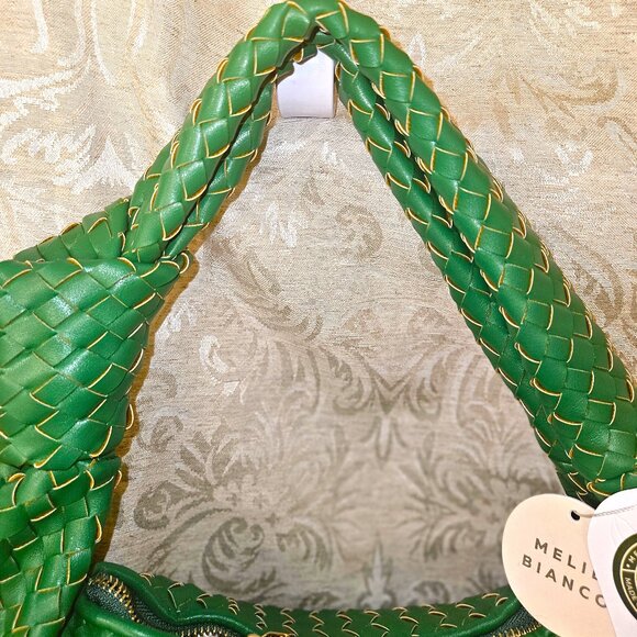 NWT intrecciato Melie Bianco Brigitte emerald green knotted vegan hobo bag - Picture 7 of 13